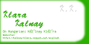 klara kalnay business card